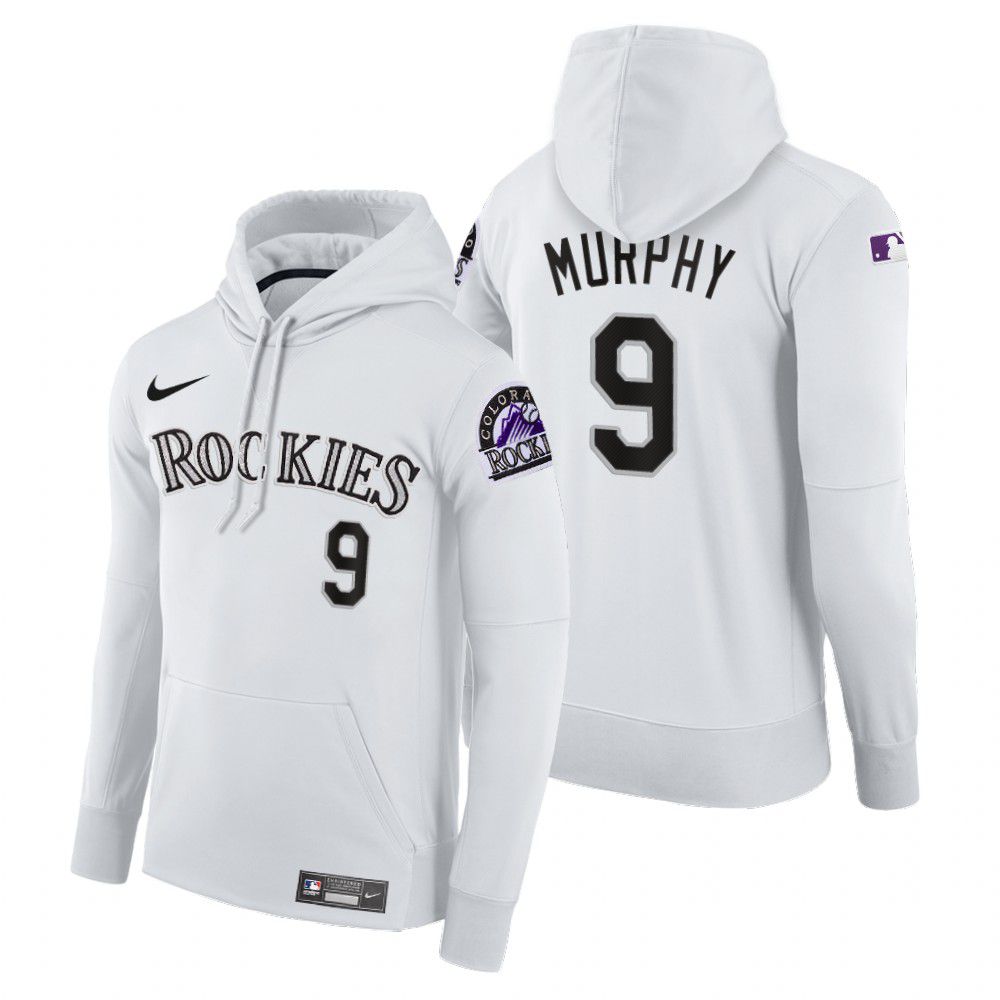 Men Colorado Rockies #9 Murphy white home hoodie 2021 MLB Nike Jerseys